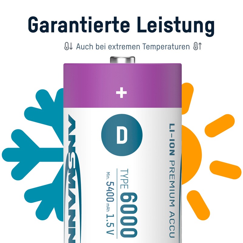 Ansmann Akku Li-Ion 1.5V D (Mono) Typ 6000 2 Stück