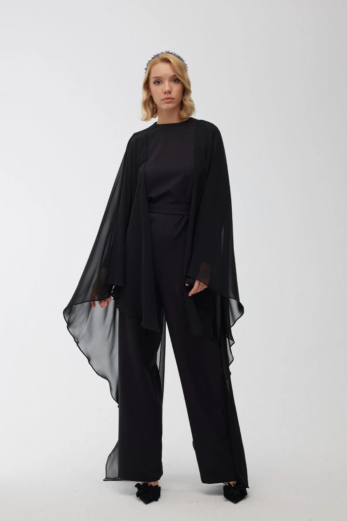 Manuka  Cape Abendkleid Overall Schwarz