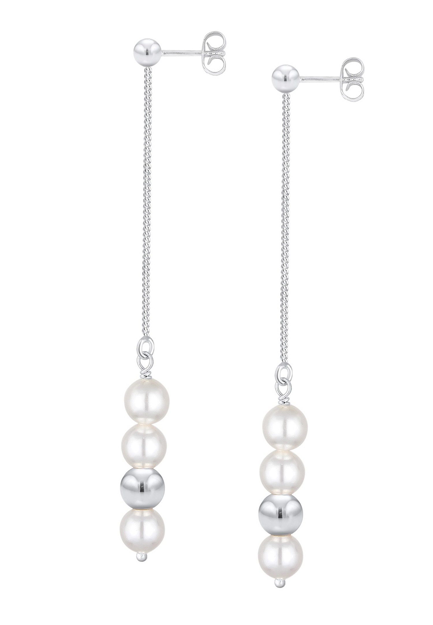 Elli Pendant Synthetic Pearl Geo Earrings for Women (925/1000) Silver