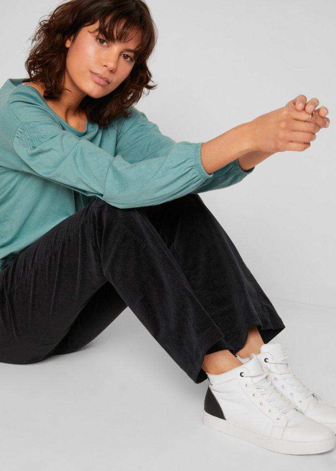 Stretch-Cord-Schlaghose mit High-Waist-Bequembund
