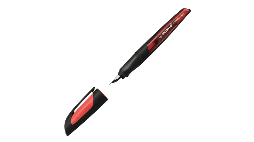 STABILO® EASYbuddy Füller mit Standard-Feder M in schwarz/rot inklusive Patrone - Schreibfarbe blau (löschbar) schwarz/rot
