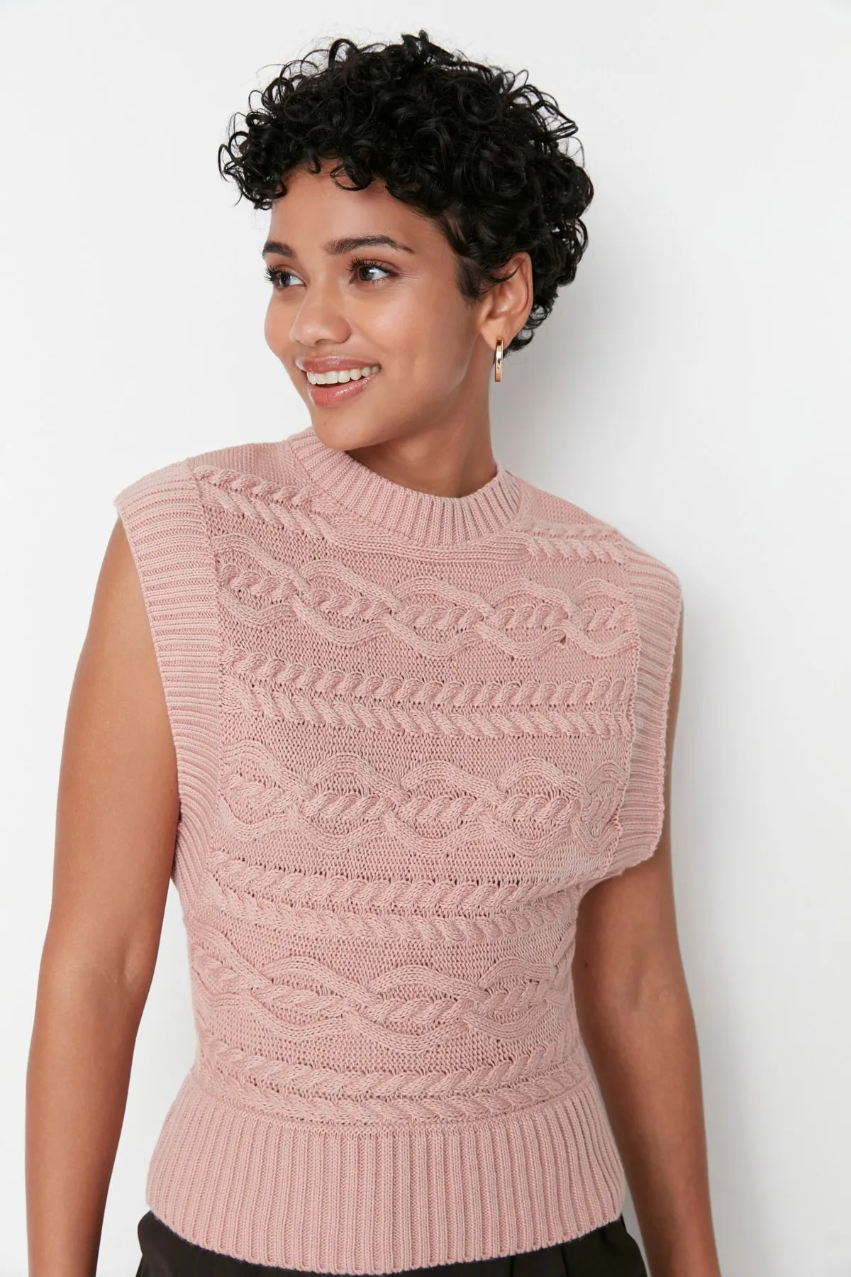 Trendyol Collection  Strickweste - Rosa - Regular Fit
