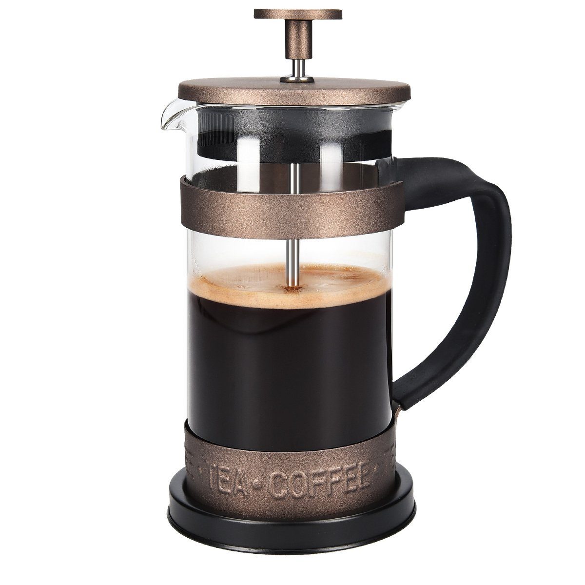 Navaris French Press Kanne Stempelkanne mit Edelstahl Filter, 350 ml, auch für Tee