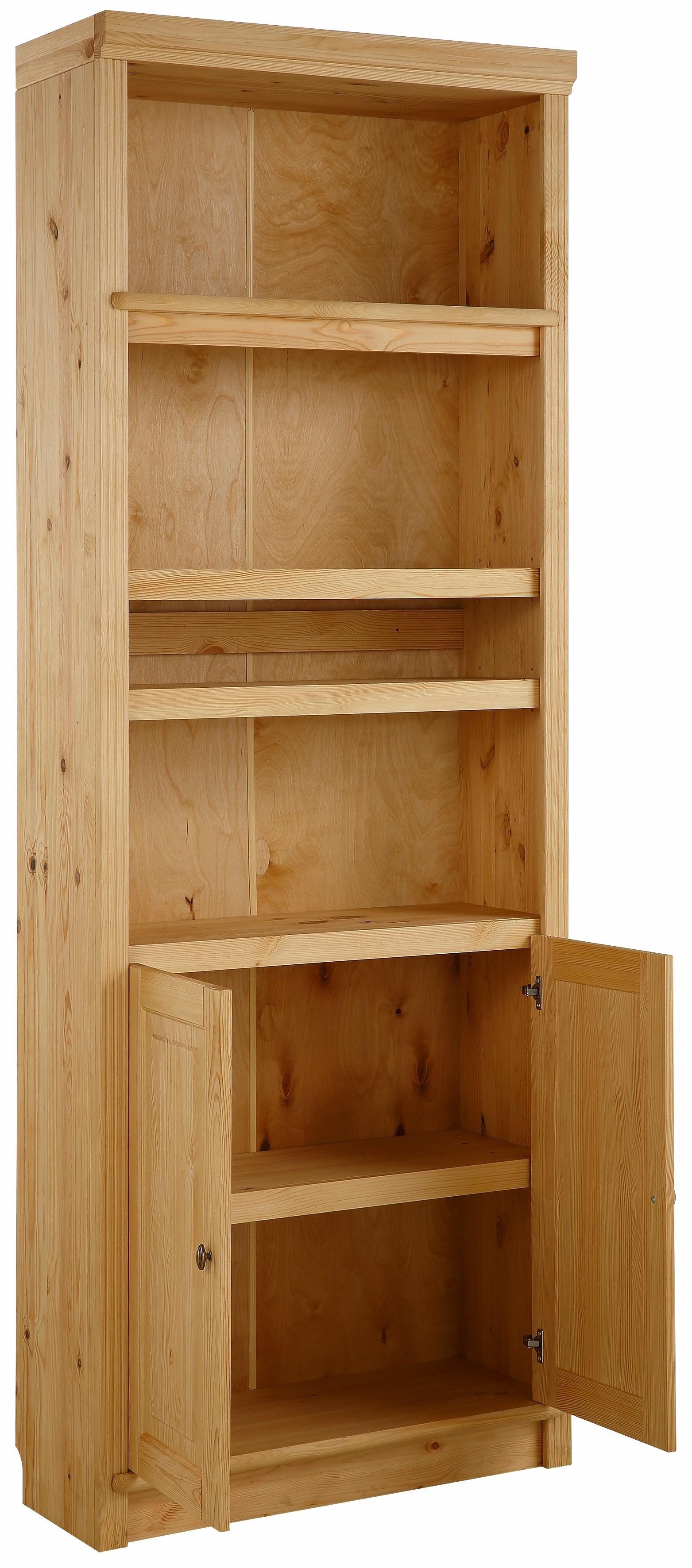 Home affaire Bücherregal Soeren, aus massiver Kiefer, Höhe 220 cm, mit 2 Holztüren, viel Stauraum