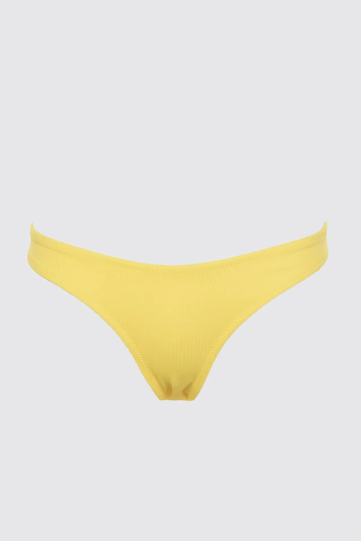 Trendyol Collection  Gelbe strukturierte Bikinihose mit V-Ausschnitt und hohem Beinausschnitt TBESS21BA0014