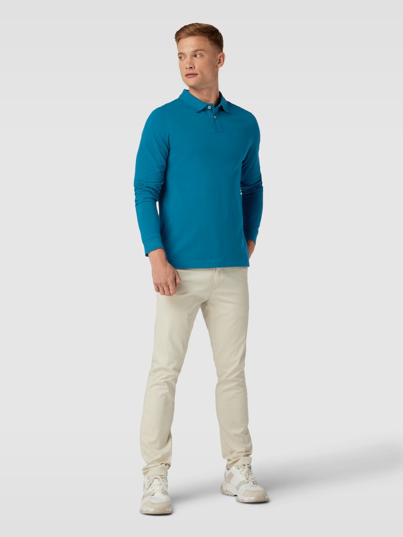 Poloshirt mit Logo-Stitching Modell 'THOMAS' in lagune