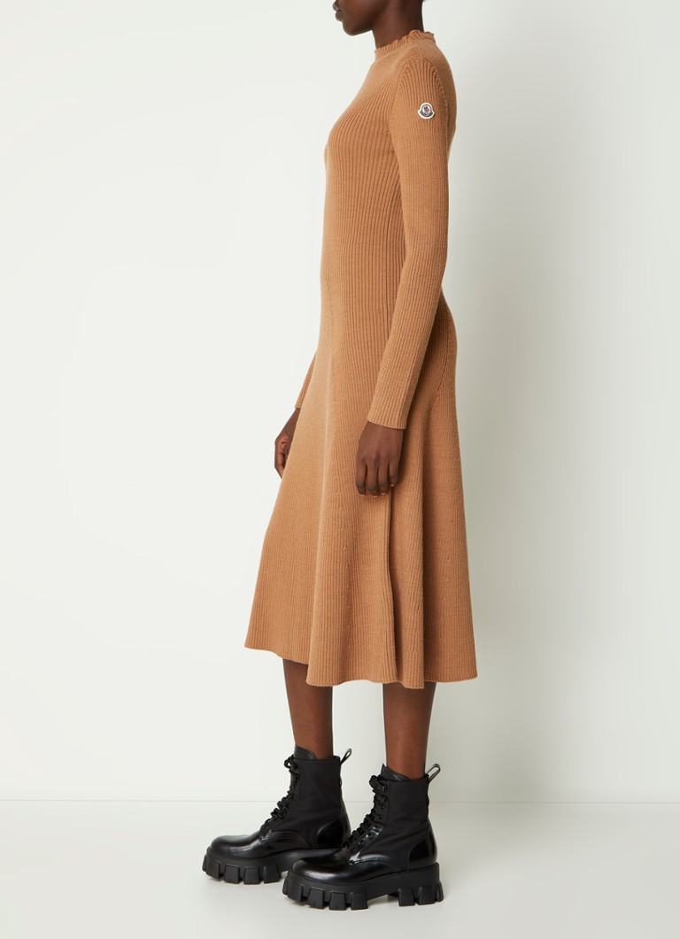 Abito midi Moncler in maglia a coste di misto lana
