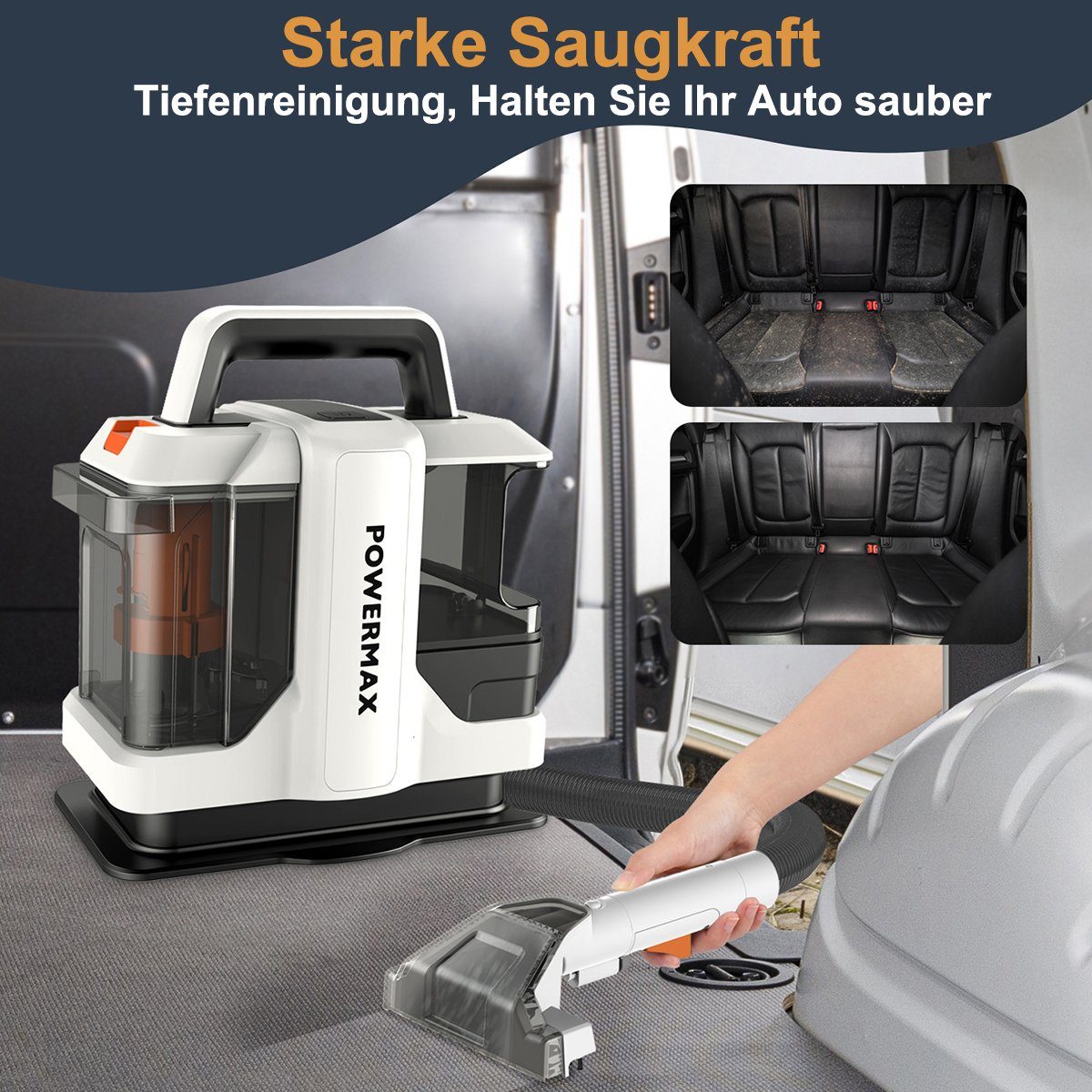 Welikera Teppichreinigungsgerät Waschsauger 450W, mit 2 Size Bürstenkopf & 2 Wassertanks
