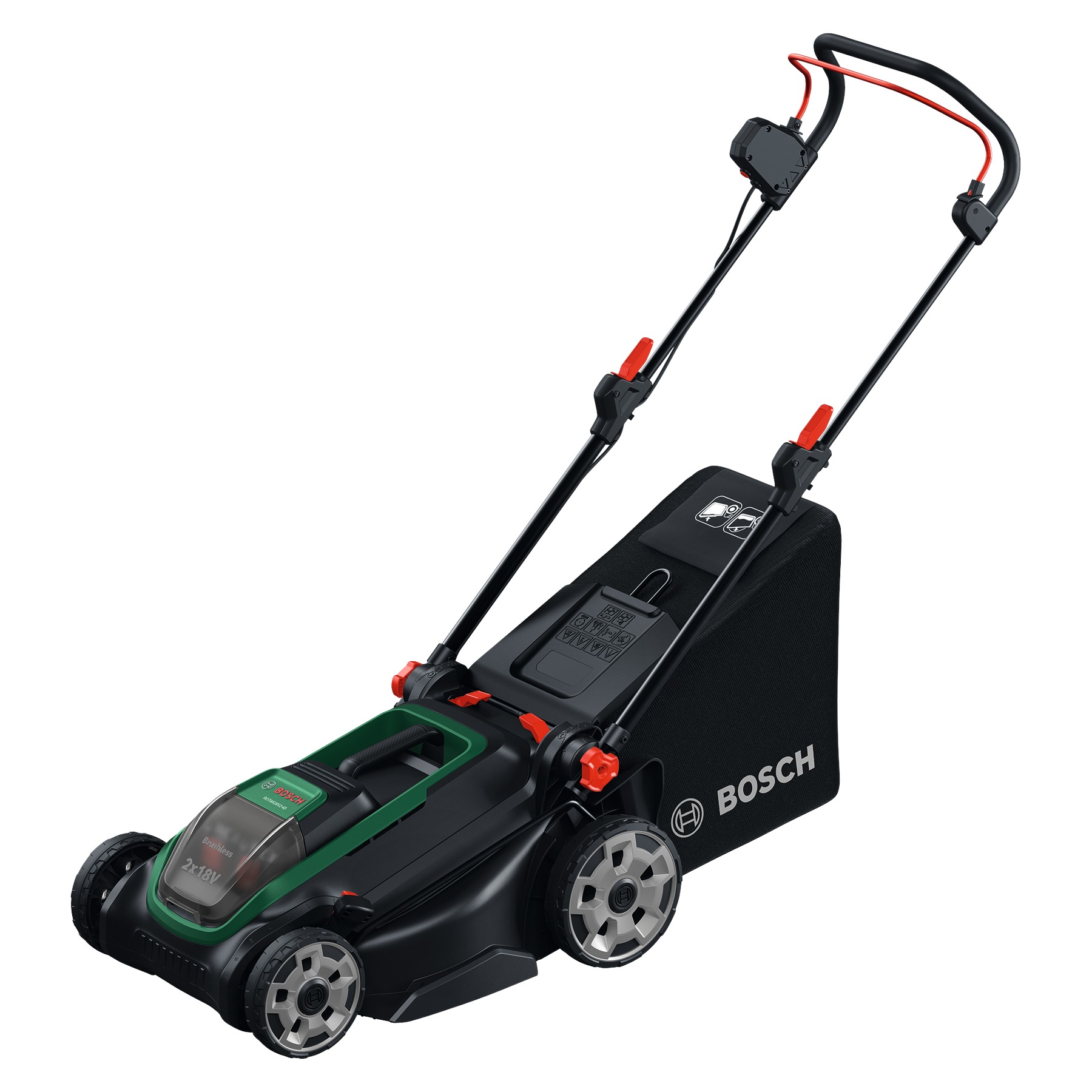Bosch Green 06008B9L01 Rotak 18V2-43 Kosiarka akumulatorowa bez akumulatora i ładowarki, 1x wtyczka do mulczowania w pudełku