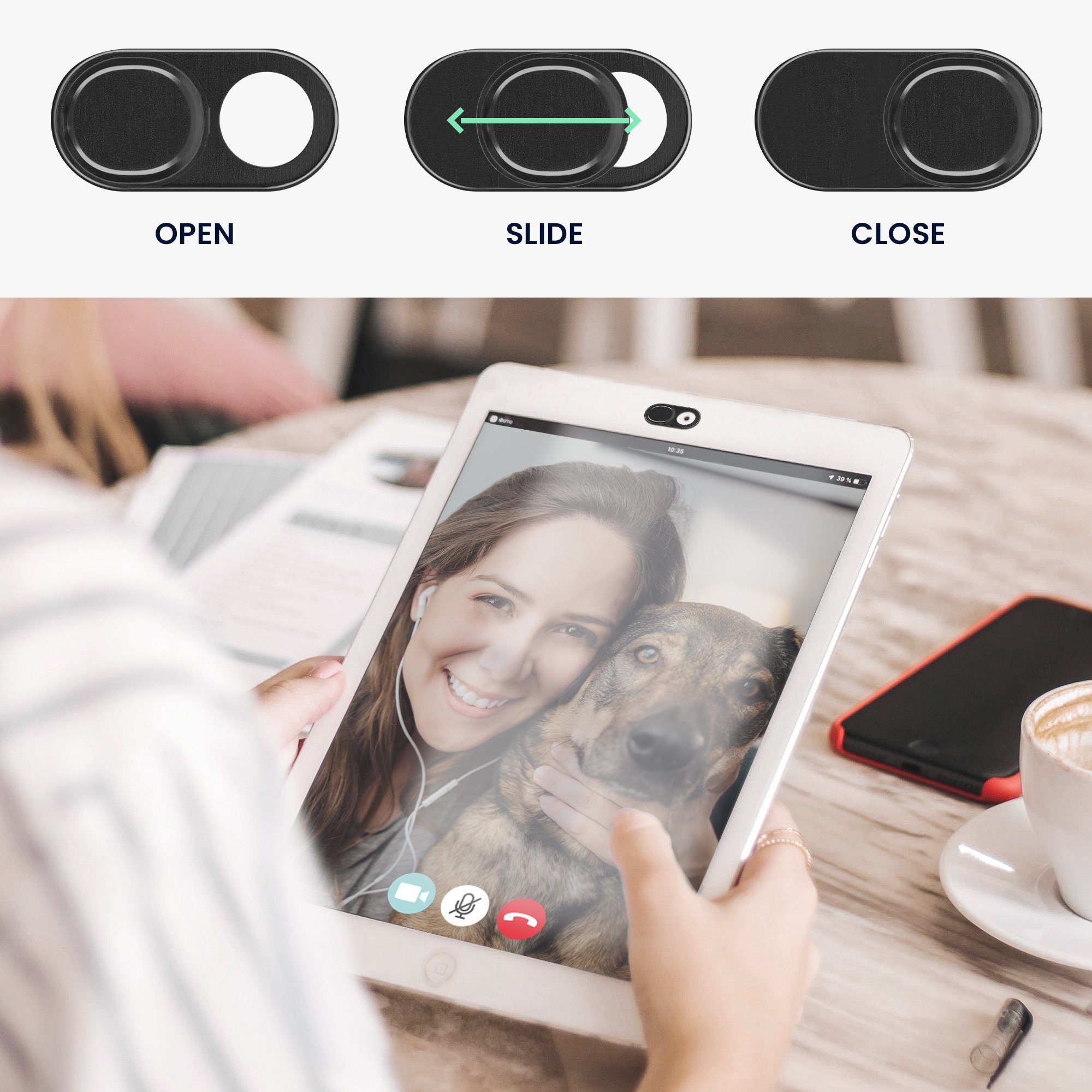 kwmobile Webcam Abdeckung für Tablet Laptop Notebook u.a. Webcam (3x Kamera Cover ultra dünn - Metall Schutz Schieber Slider)