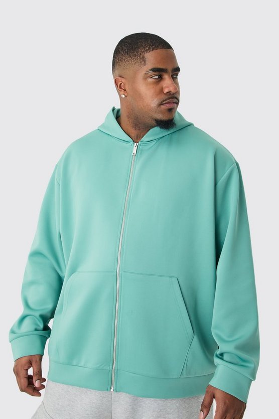Plus Oversize Scuba Hoodie mit Reißverschluss