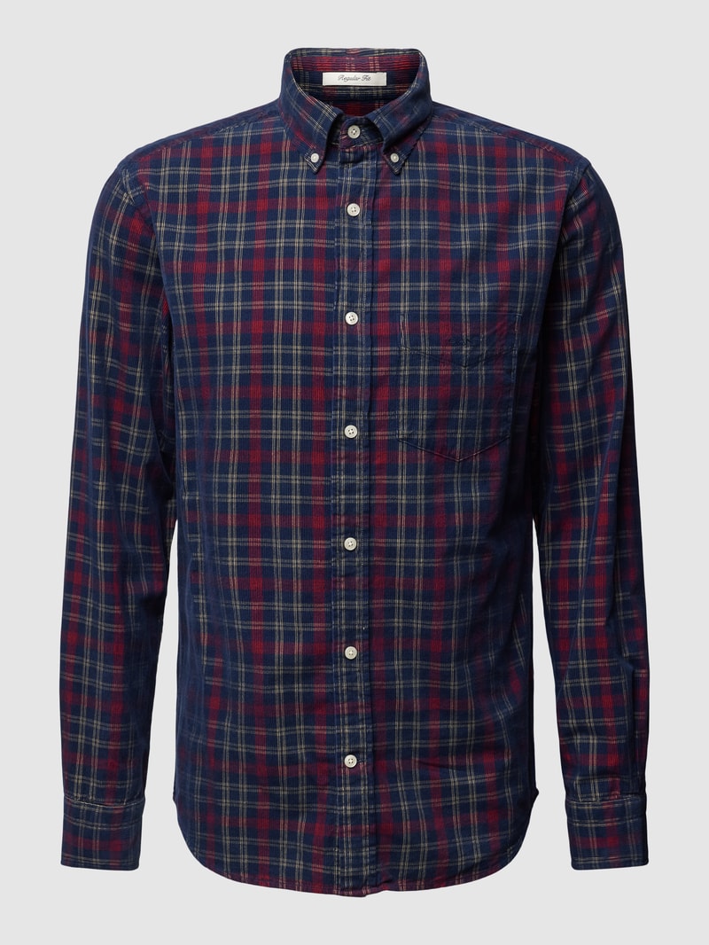Regular Fit Freizeithemd mit Label-Stitching in marineblau