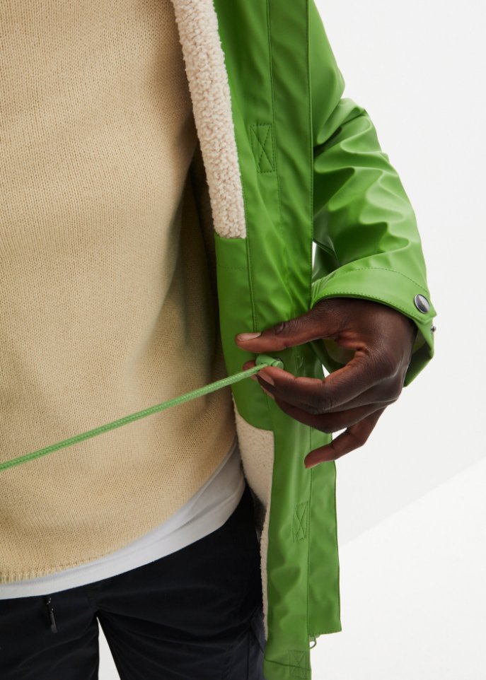 Regenjacke mit Teddyfutter aus wasserdichtem Material