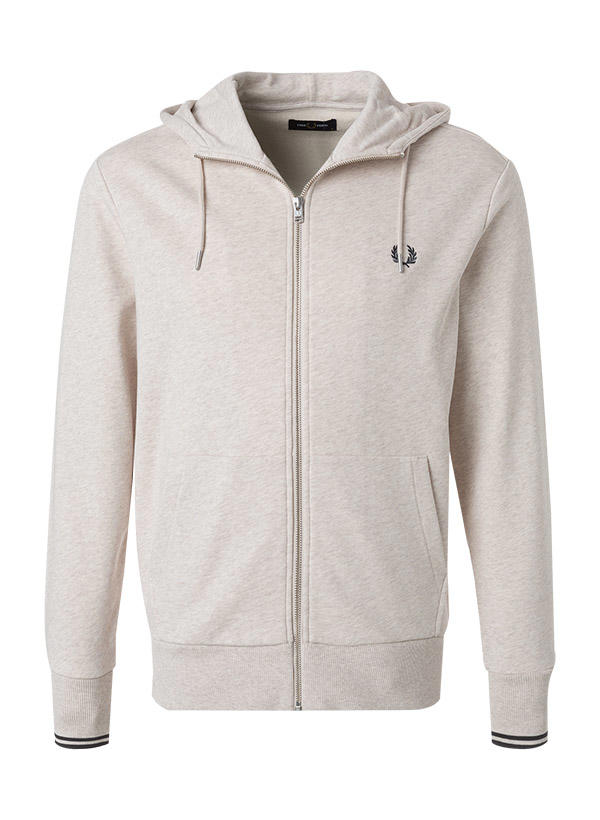 Fred Perry, Sweatjacke, Baumwolle, hellbeige meliert