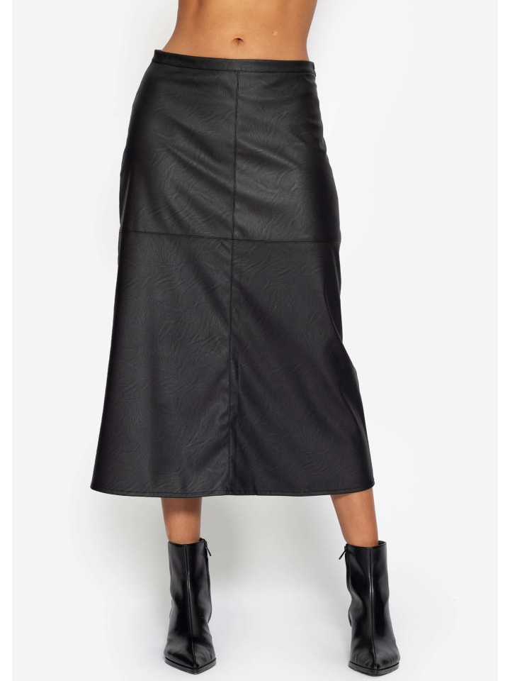 SASSYCLASSY Ausgestellter Kunstleder Rock in Schwarz günstig kaufen