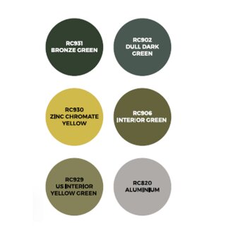 AK Real Colors Paintset - WWII US Aircraft Interior Colors (6x 17ml)