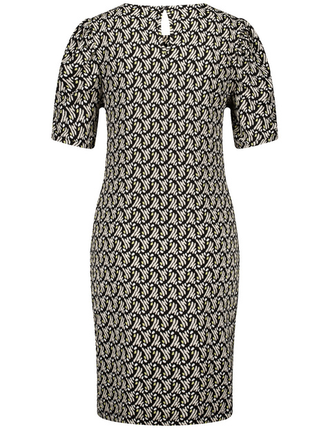 Gemustertes Jerseykleid mit Puffärmeln