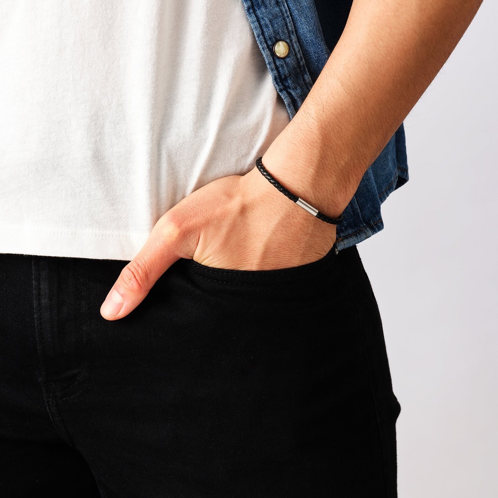 Esprit Bracelet Cuir, Acier inoxydable Bracelet