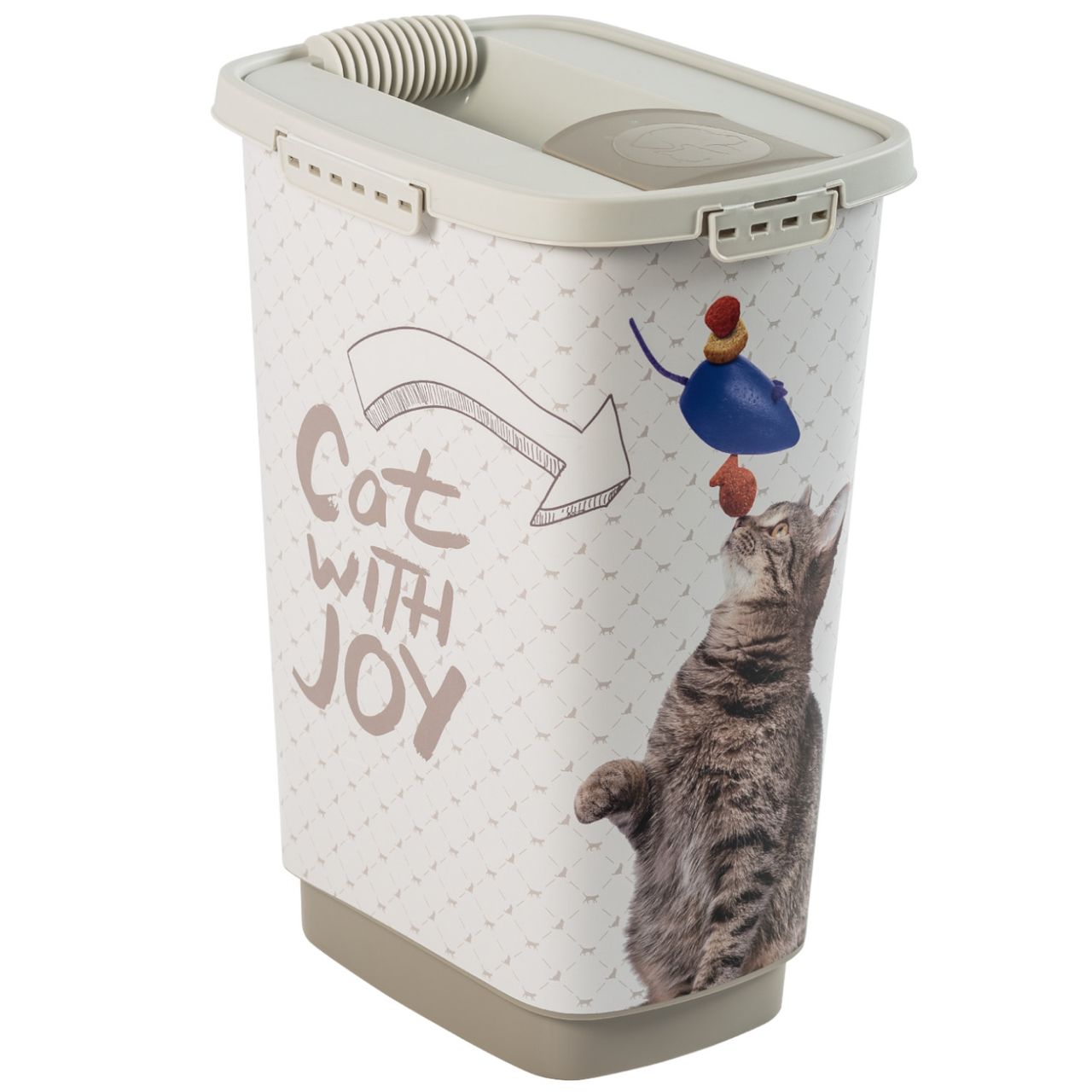 Rotho Babydesign Rotho MyPet Cody Tierfutterbehälter 25l mit Deckel und Schüttvorrichtung, Katzenmotif