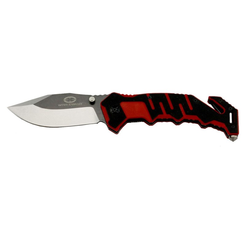 Witharmour Rescuer Schwarz \/ Rot, Notfallmesser (Rettungsmesser)