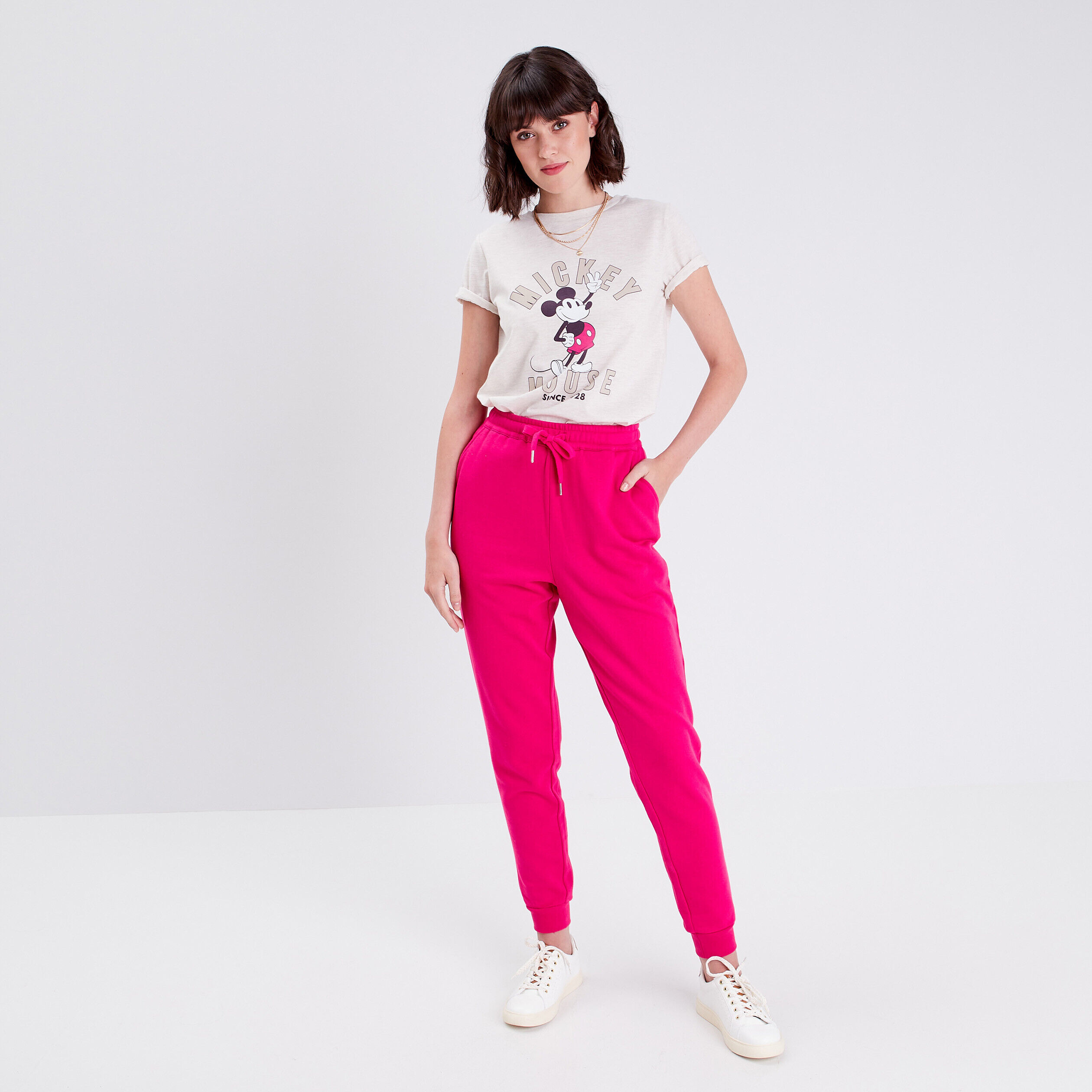 Pantalon jogging molletonné rose fushia femme | Cache Cache
