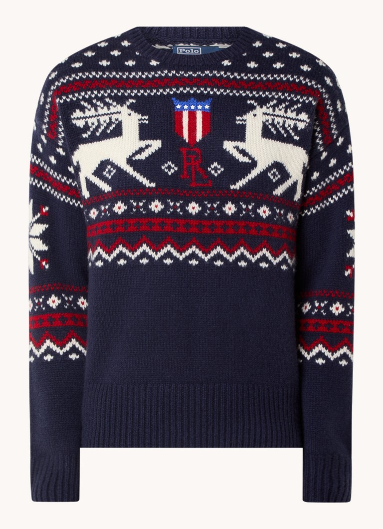 Ralph Lauren Fine-knit wool pullover with knitted-in pattern