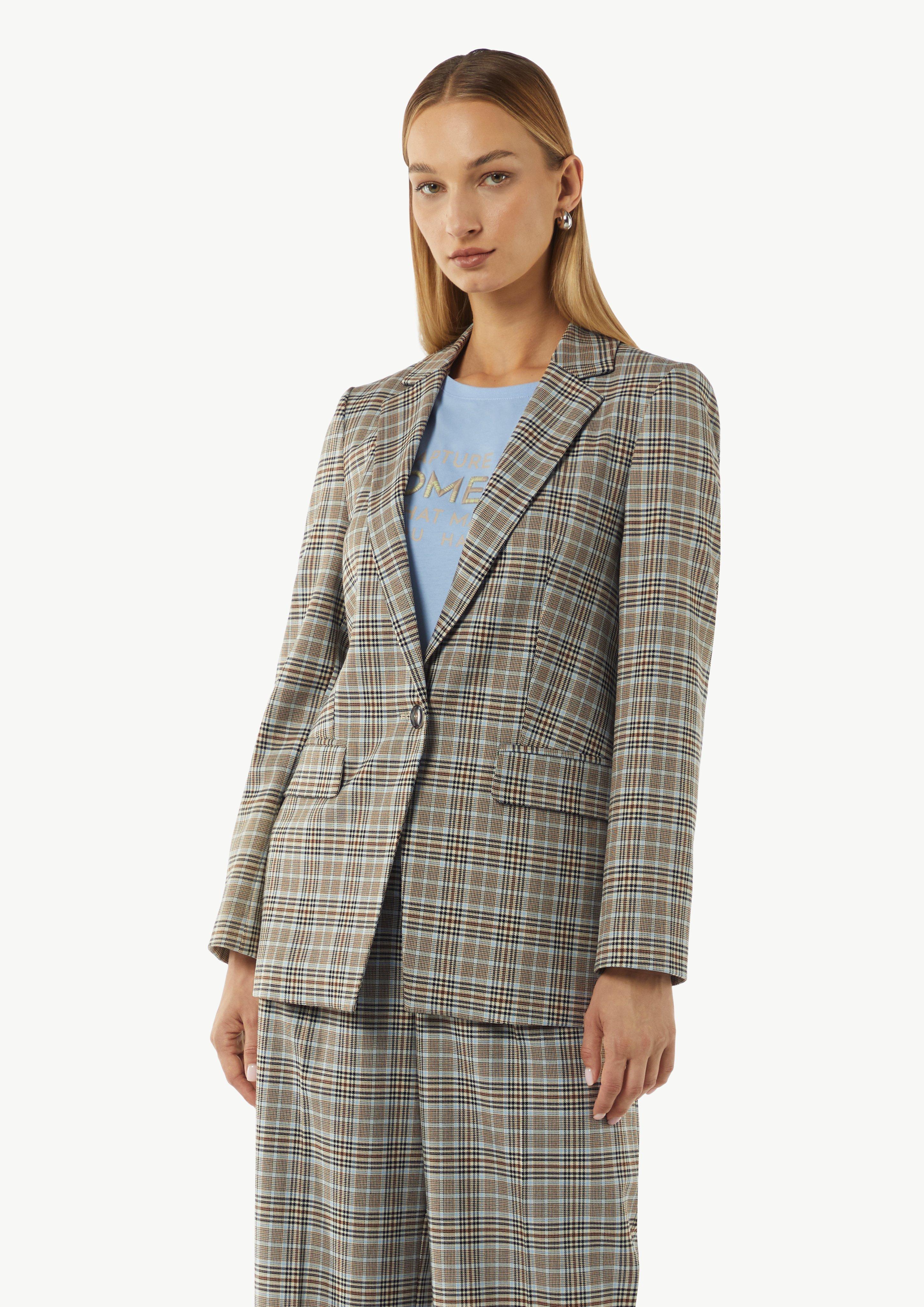 Antaillierter Karo-Blazer - helles beige
