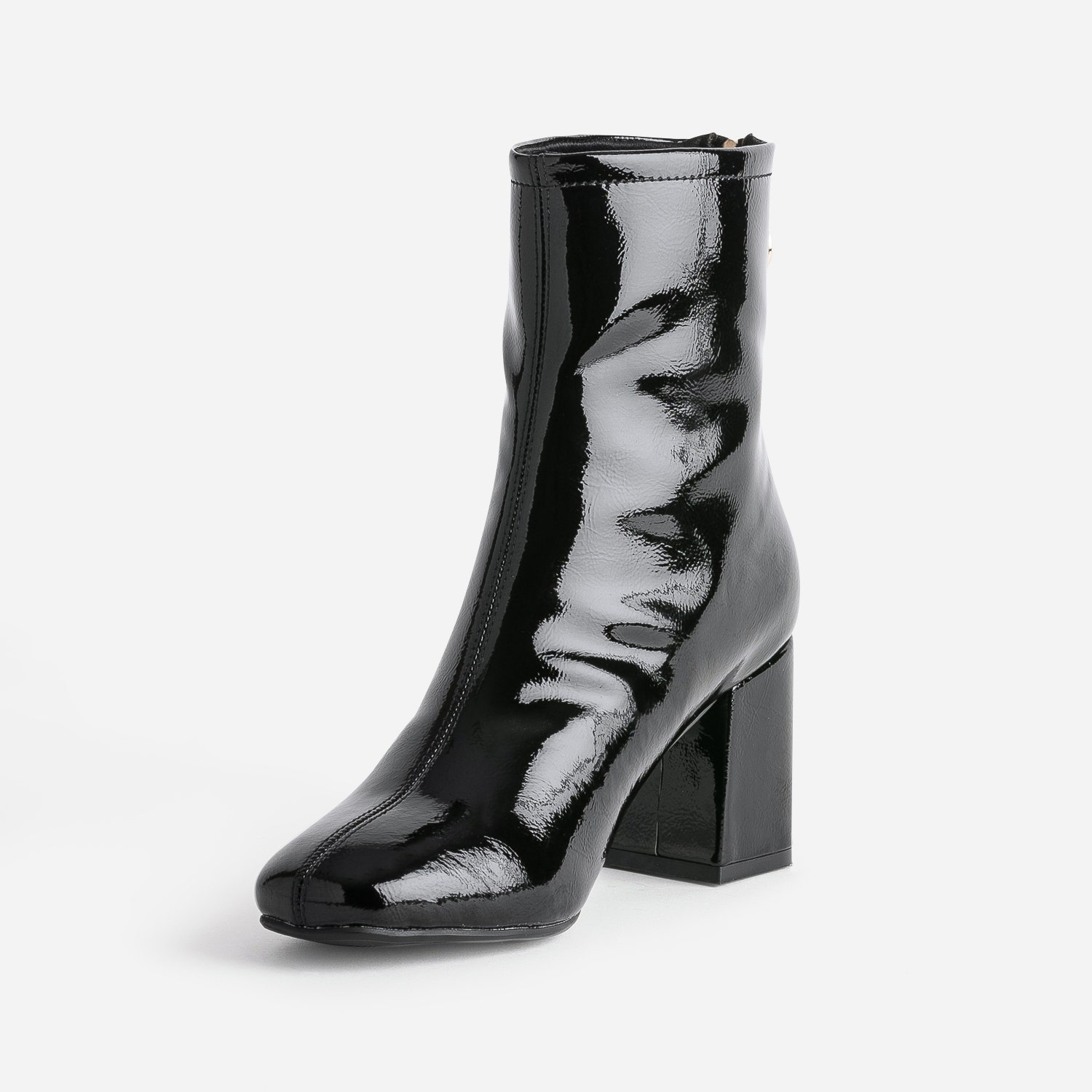 Boots noir verni à zip arrière