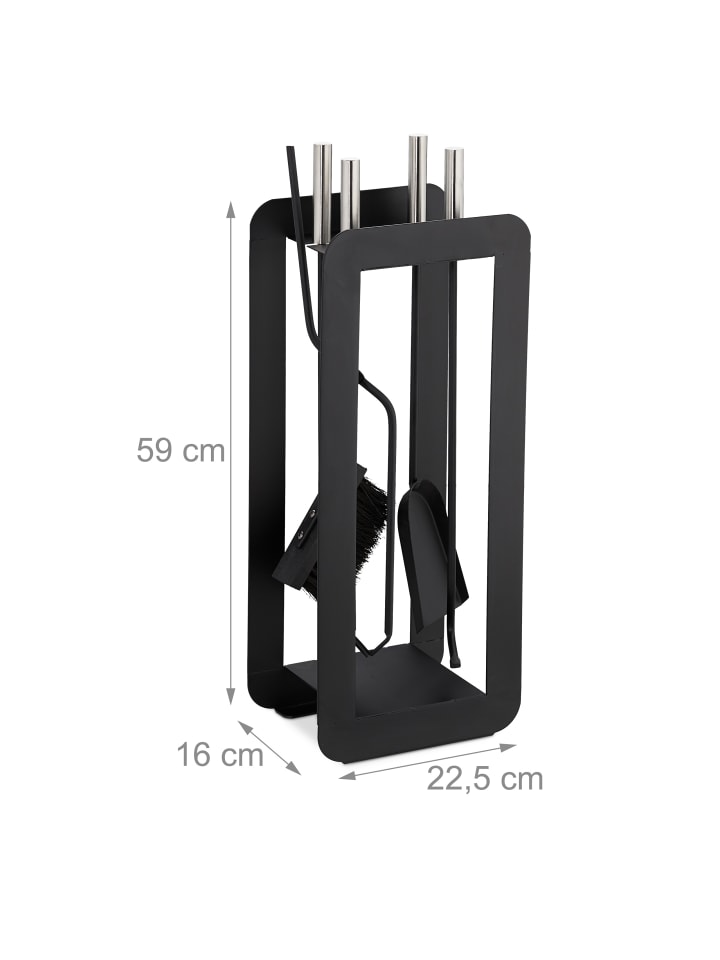 relaxdays 5-teilige Kamingarnitur in Schwarz günstig kaufen onesize