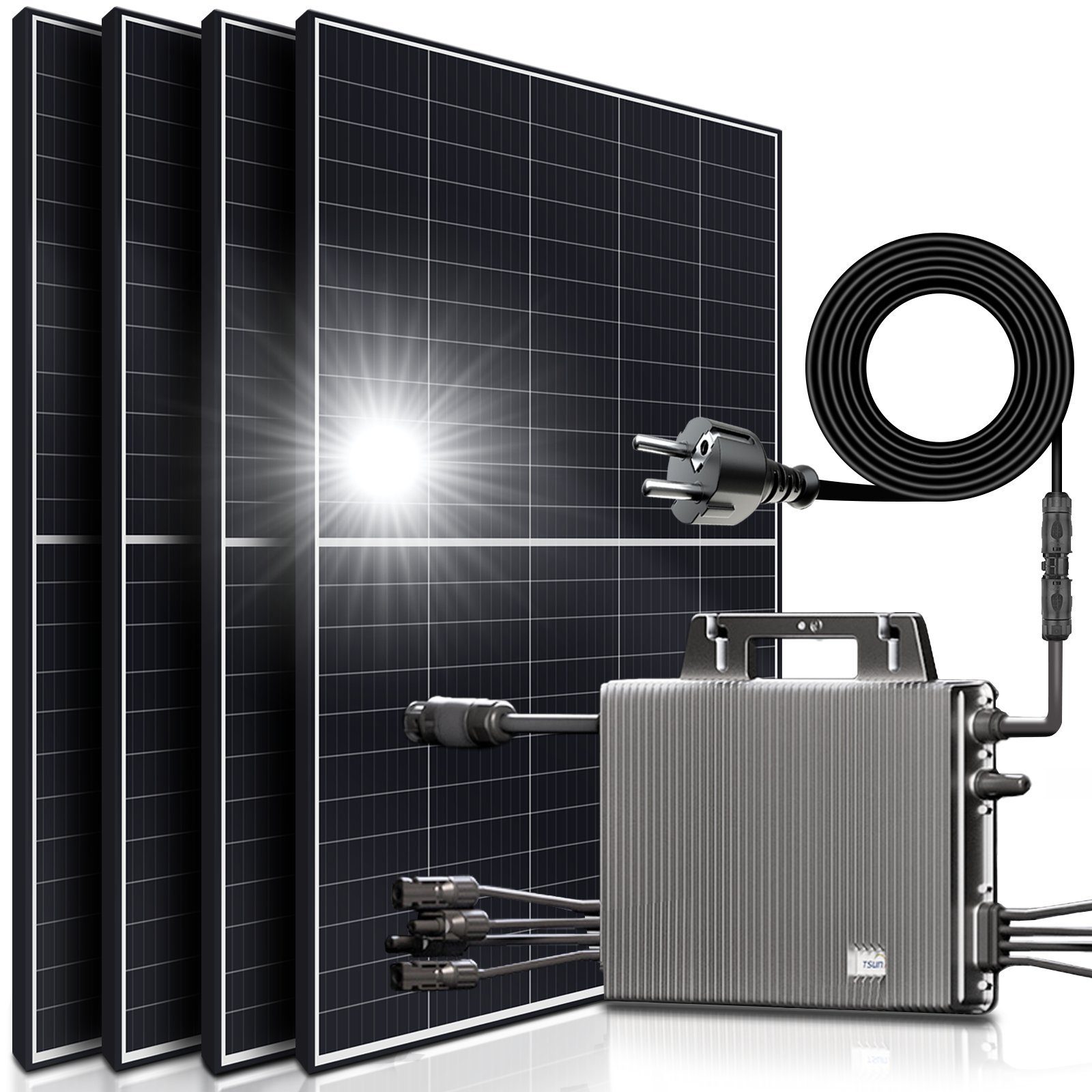 SUNNIVA Solaranlage Solaranlage Balkonkraftwerk, Monokristallin, (1660W/2000W (TSUN Micro Inverter 2000W Drosselbar auf 600W, 5m Kabel, Solarkabel, Balkon Mini-PV Anlage), genehmigungsfrei Solarpanel Solarmodul Photovoltaikanlage