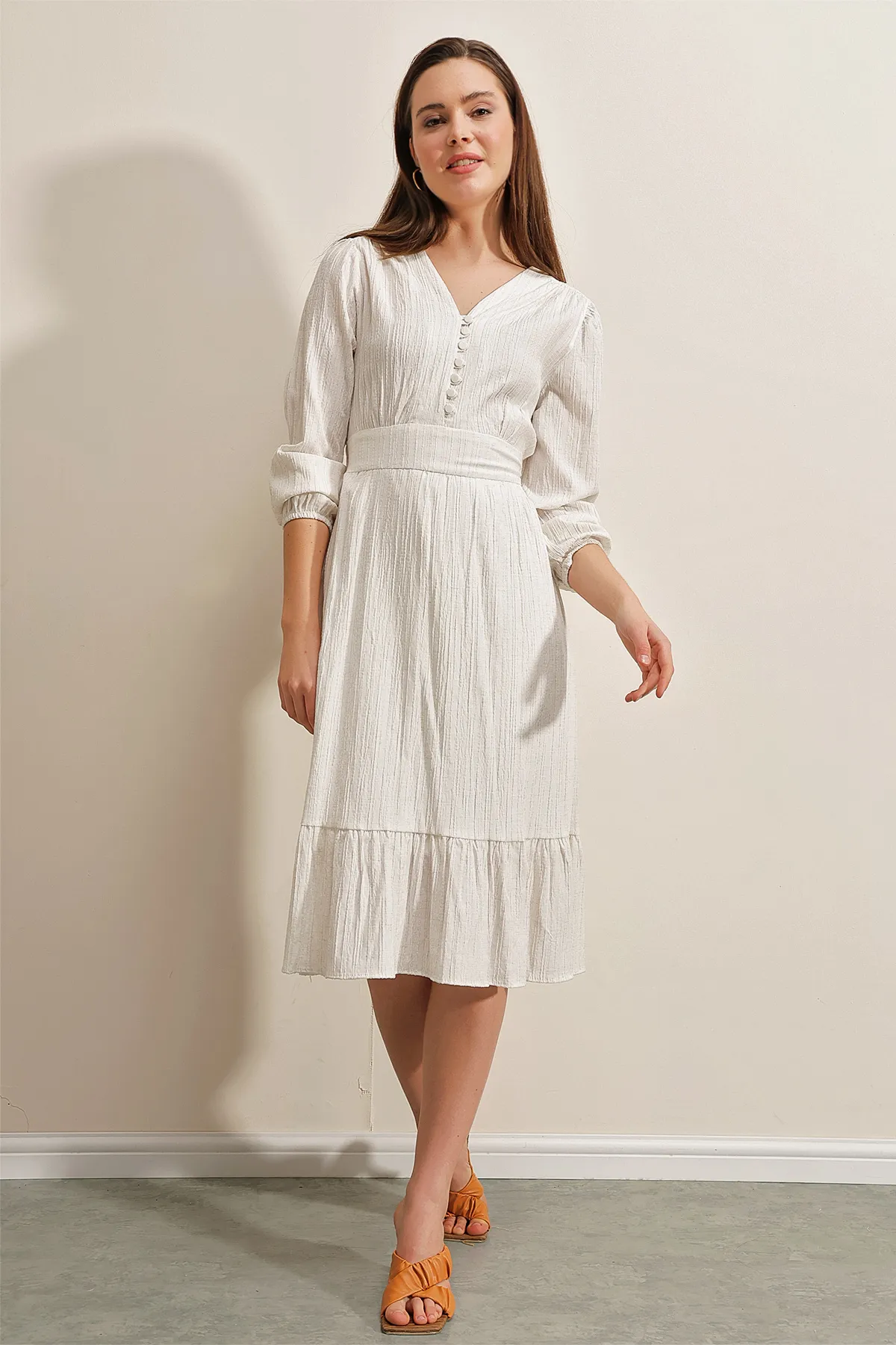 Bigdart  2371 Volant-Webkleid – Weiß