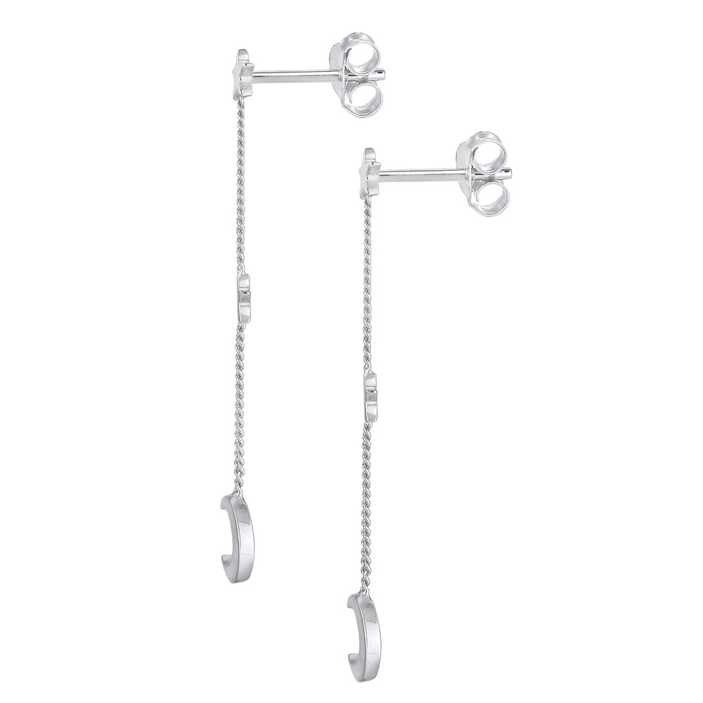 Elli Elli Boucles d'Oreilles dames Star Crescent Astro Trend en 925/1000 argent massif Boucles d'oreilles