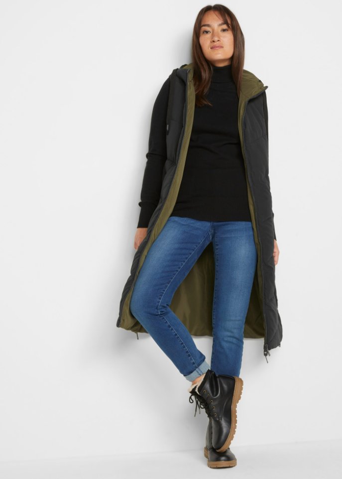 Wende-Steppweste aus recyceltem Polyester mit Kapuze