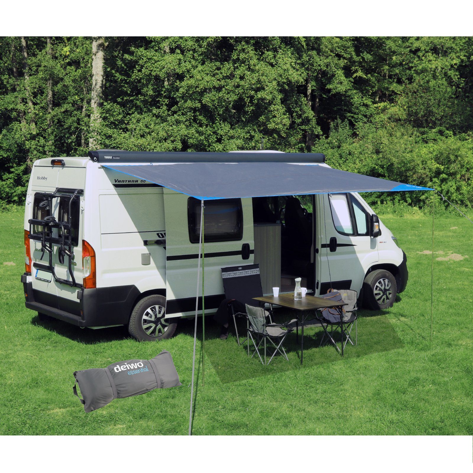deiwo Sonnensegel Wohnmobil Wohnwagen Sonnensegel, grau, 2,50 x 2,4m, Wassersäule 2000mm