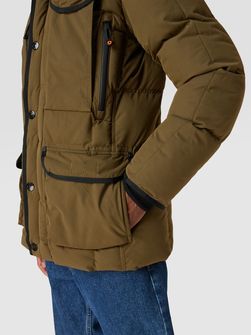 Steppjacke mit Kunstpelzkragen Modell 'MARVELLOUS' in olivgrün