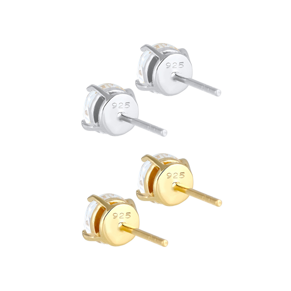 Elli Elli Boucles d'Oreilles Set avec des Cristaux Minimal Bi-Couleur Clous d'Oreille  Boucles d'oreilles