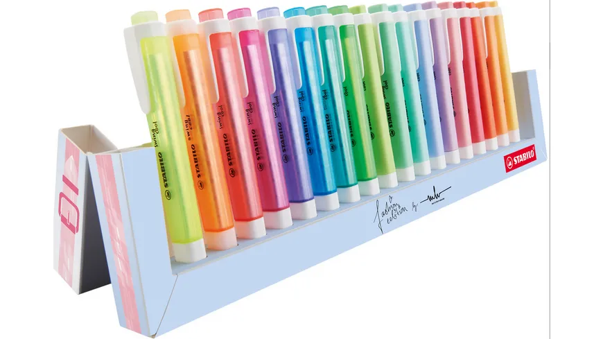 STABILO® Textmarker - STABILO swing cool - 18er Tischset - mit 18 verschiedenen Farben, 8 Leuchtfarben und 10 Pastellfarben sortiert