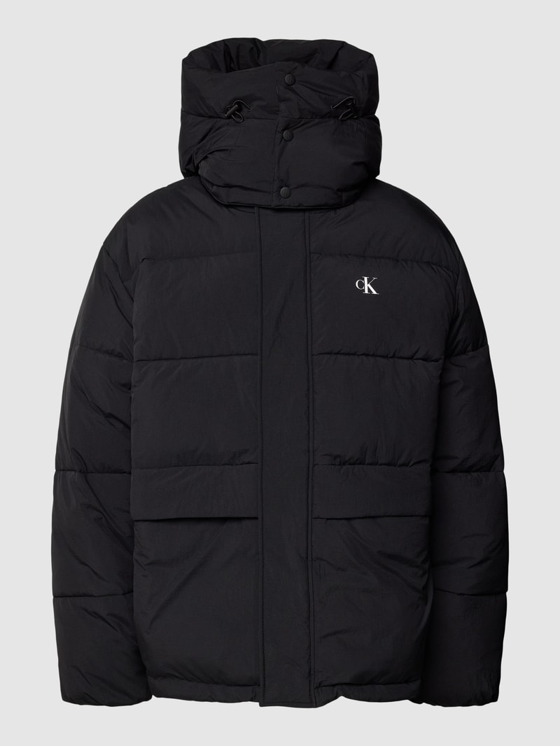 Relaxed Fit Steppjacke mit Label-Print in black