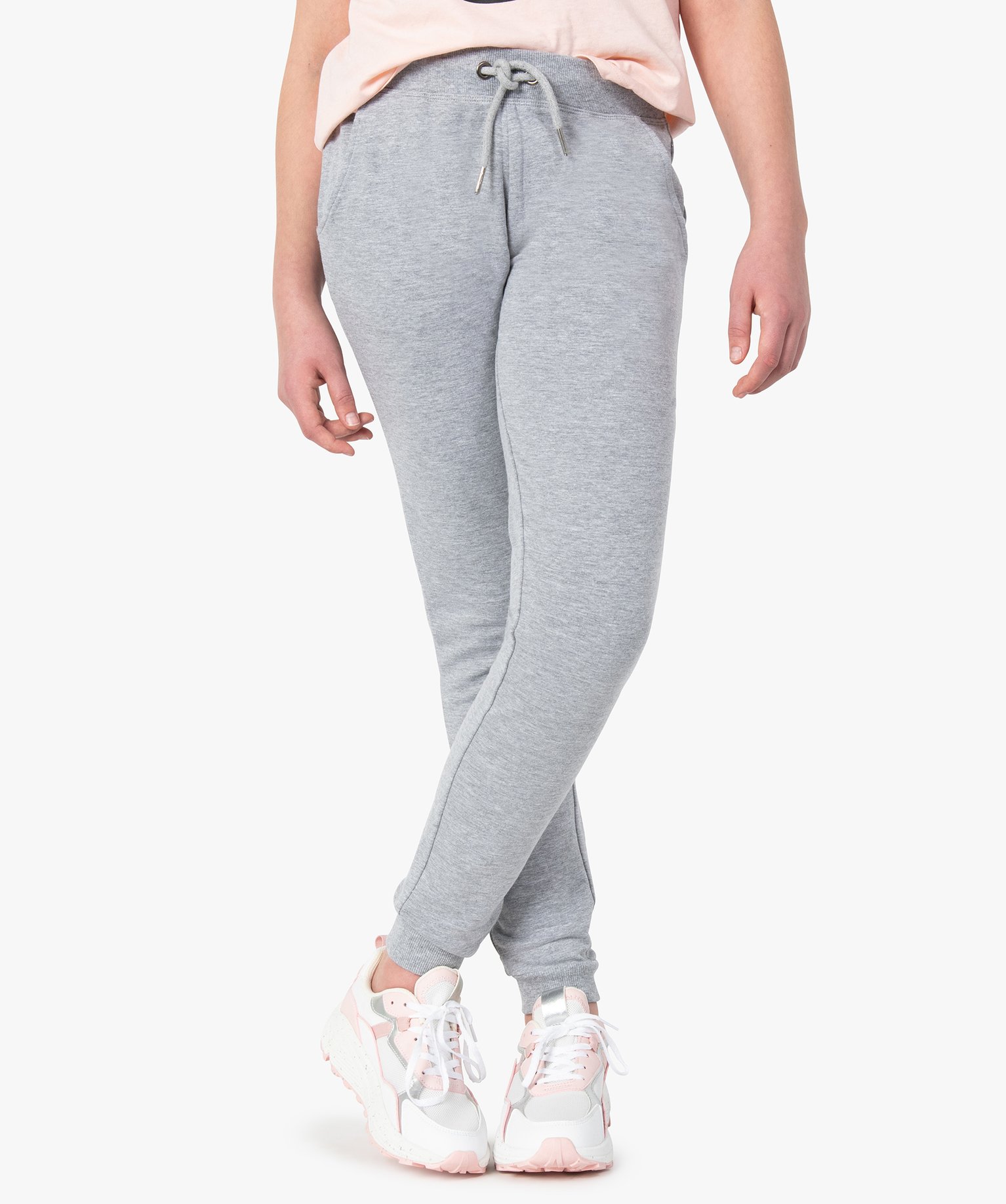 Pantalon de jogging fille avec intérieur molletonné gris | GEMO