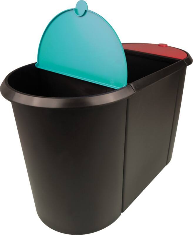 helit Papierkorb 20L   9 L 28 x 44 x 34,8 cm Schwarz, Grün, Rot