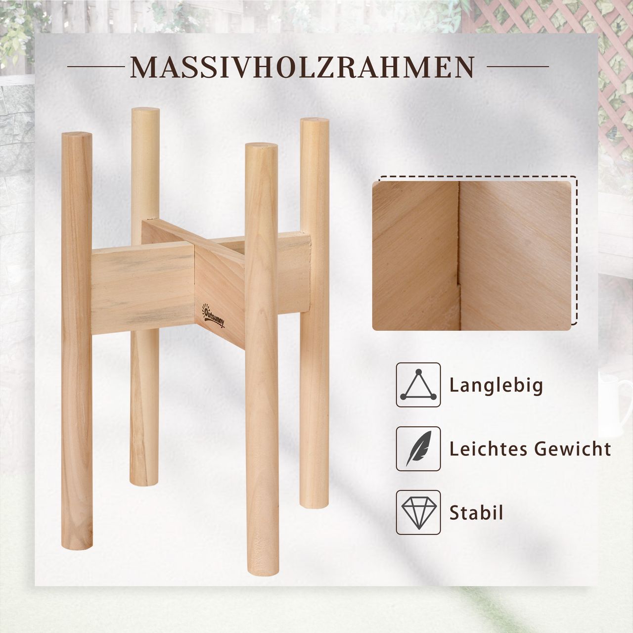 Outsunny Blumenständer 2er Set aus Holz Pflanzenständer Set