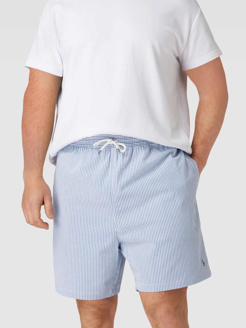 PLUS SIZE Badehose mit Streifenmuster Modell 'CRUISE ROYAL' in hellblau