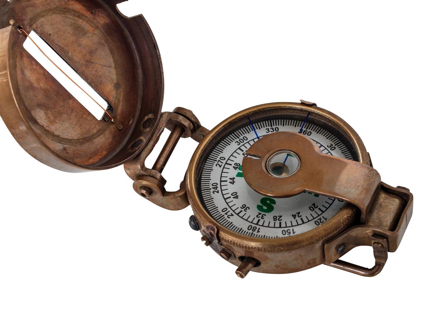 Aubaho Kompass Kompass Maritim Schiff Messing Dekoration Navigation Glas Antik-Stil R