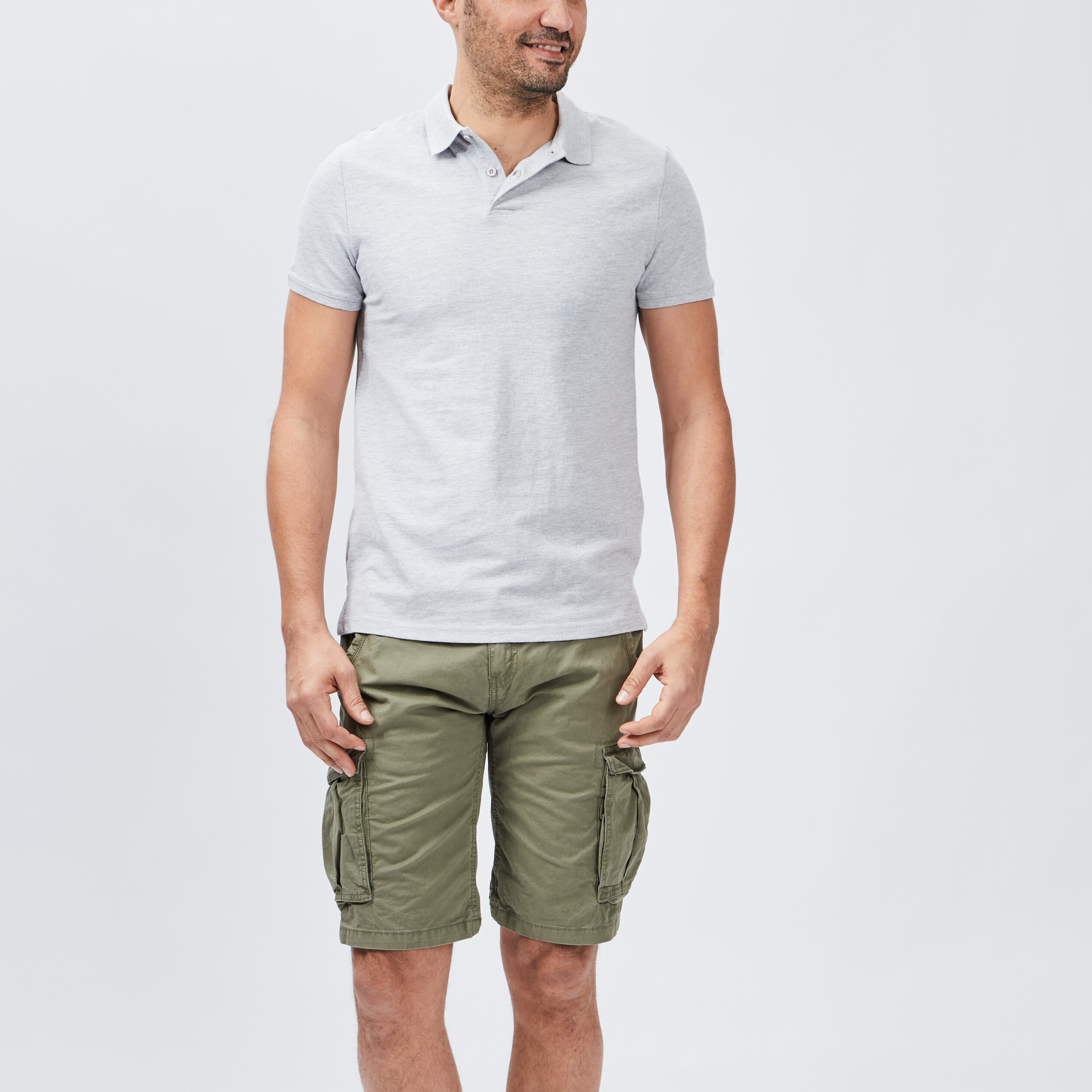 Polo en coton manches courtes gris homme | La Halle