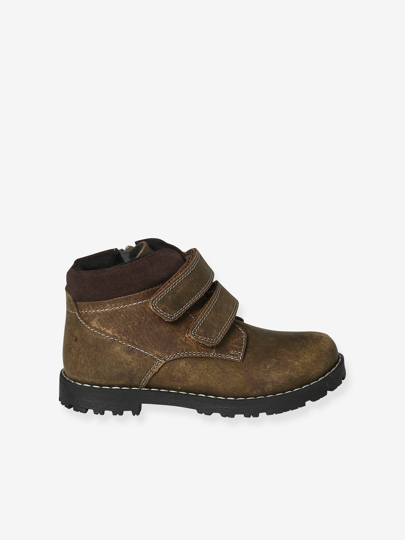 Vertbaudet Warme Kinder Klett-Boots mit Anziehtrick - khaki
