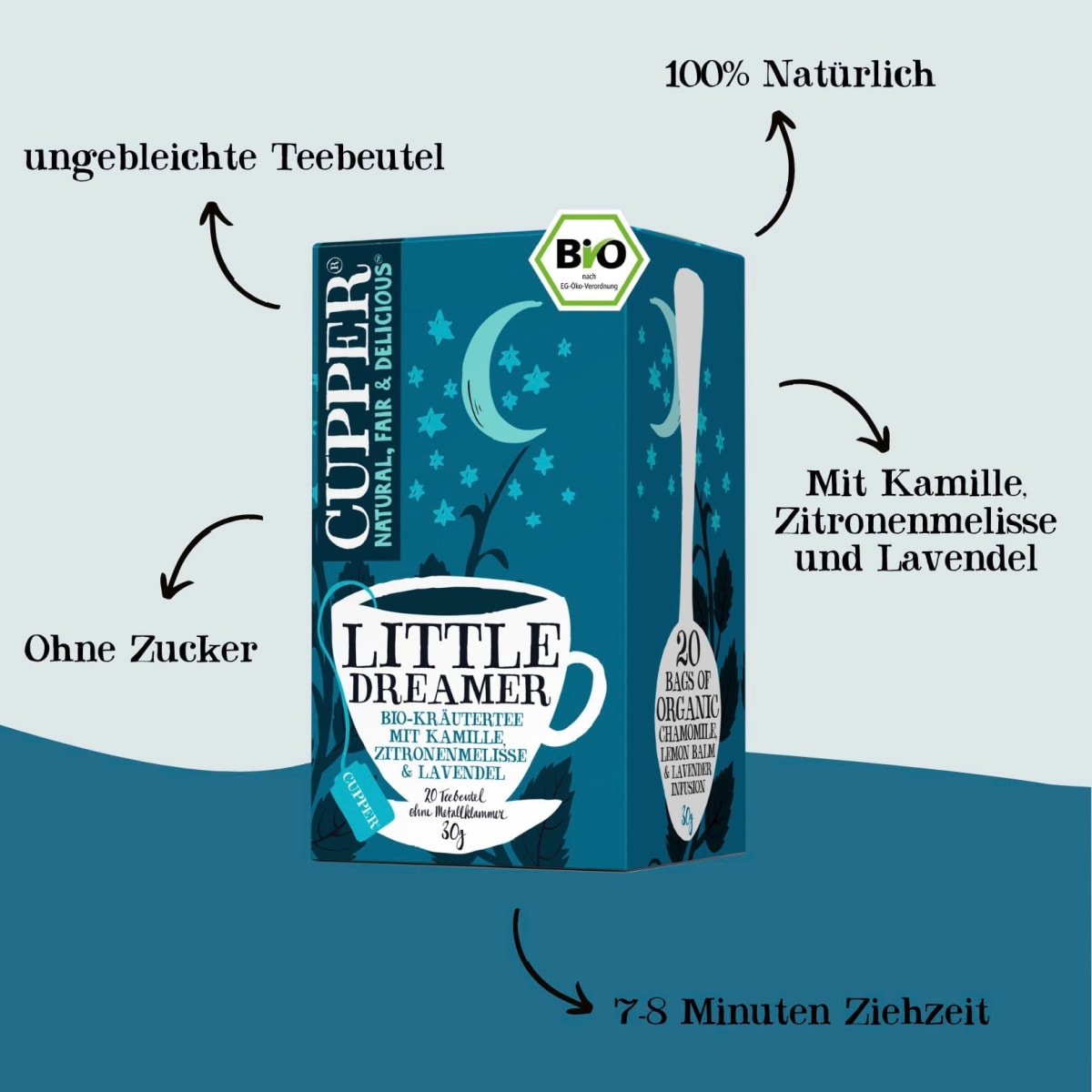 Kräutertee \Little Dreamer\ mit Kamille, Zitronengras, Lavendel (20 Beutel), 30 g