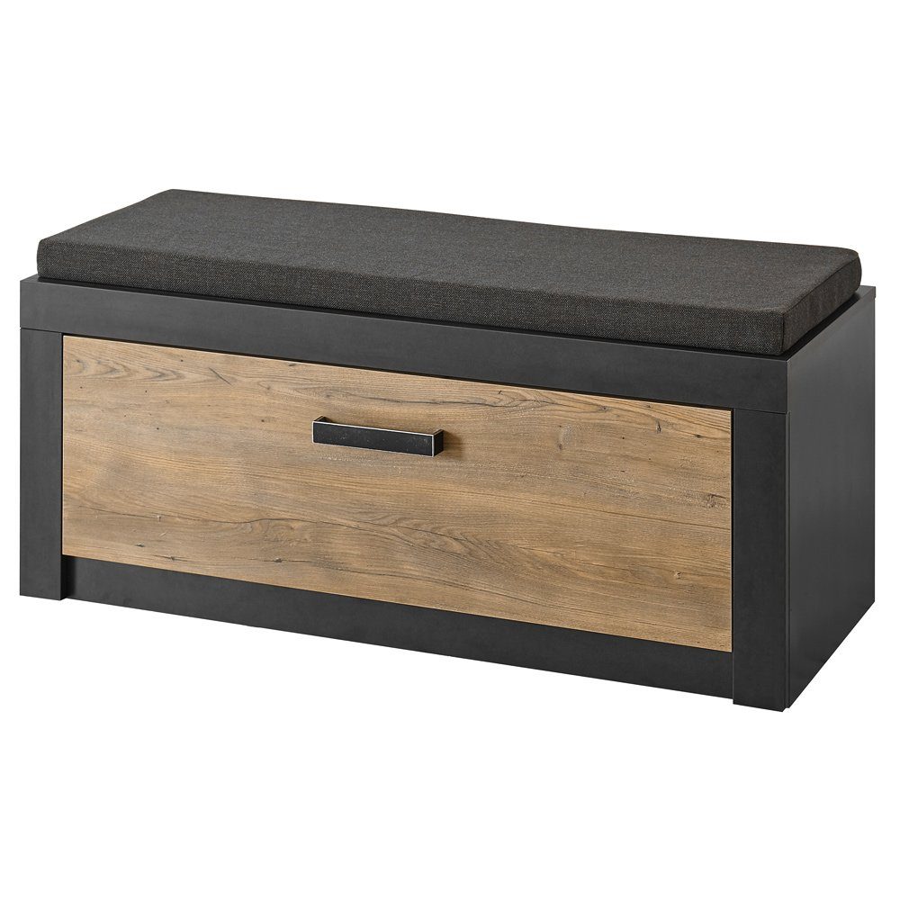 Lomadox Stauraumschrank BAKU-61 Fresco anthrazit mit Kastanienbraun 107x48x42 cm