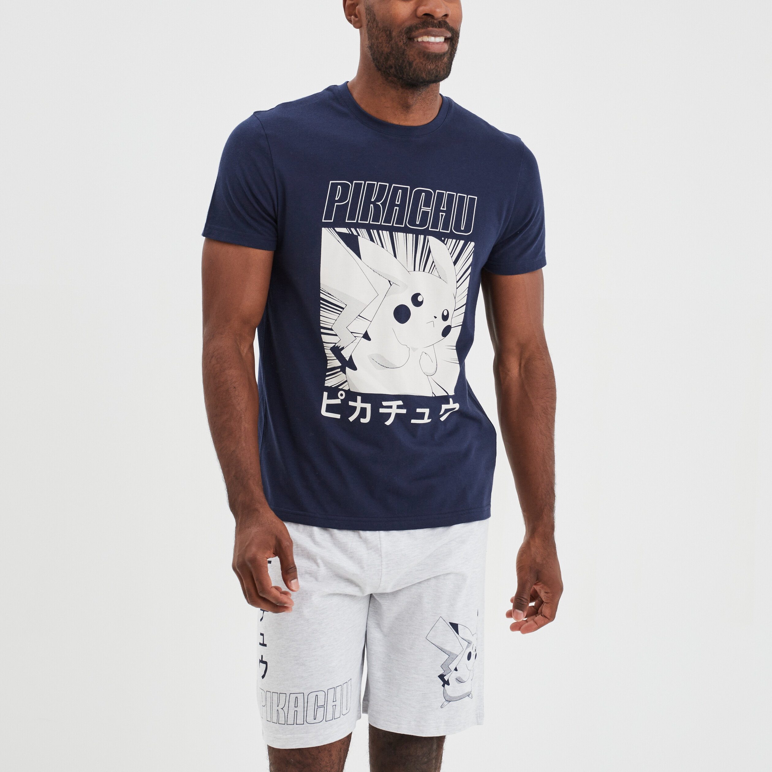 Ensemble pyjama short coton Pokémon bleu marine homme | La Halle