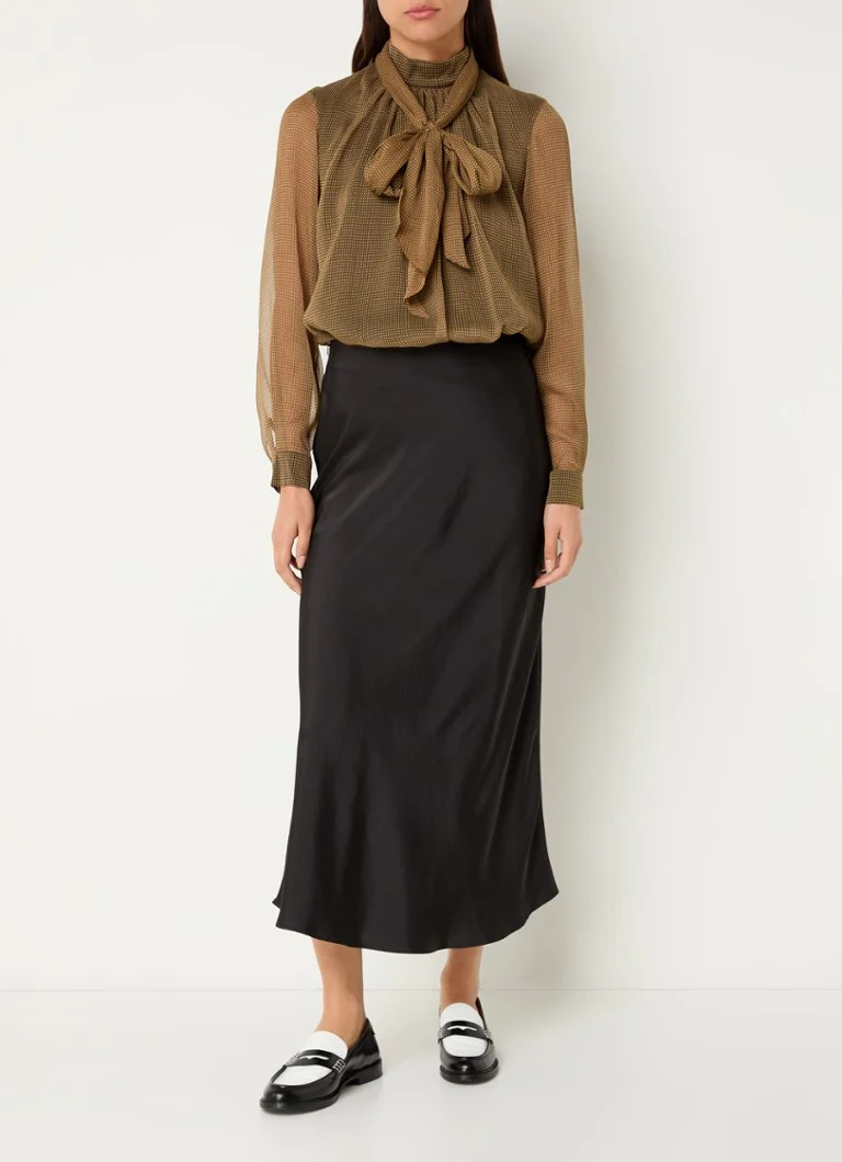 Claudie Pierlot Semi-transparent top with checked design and shawl collar