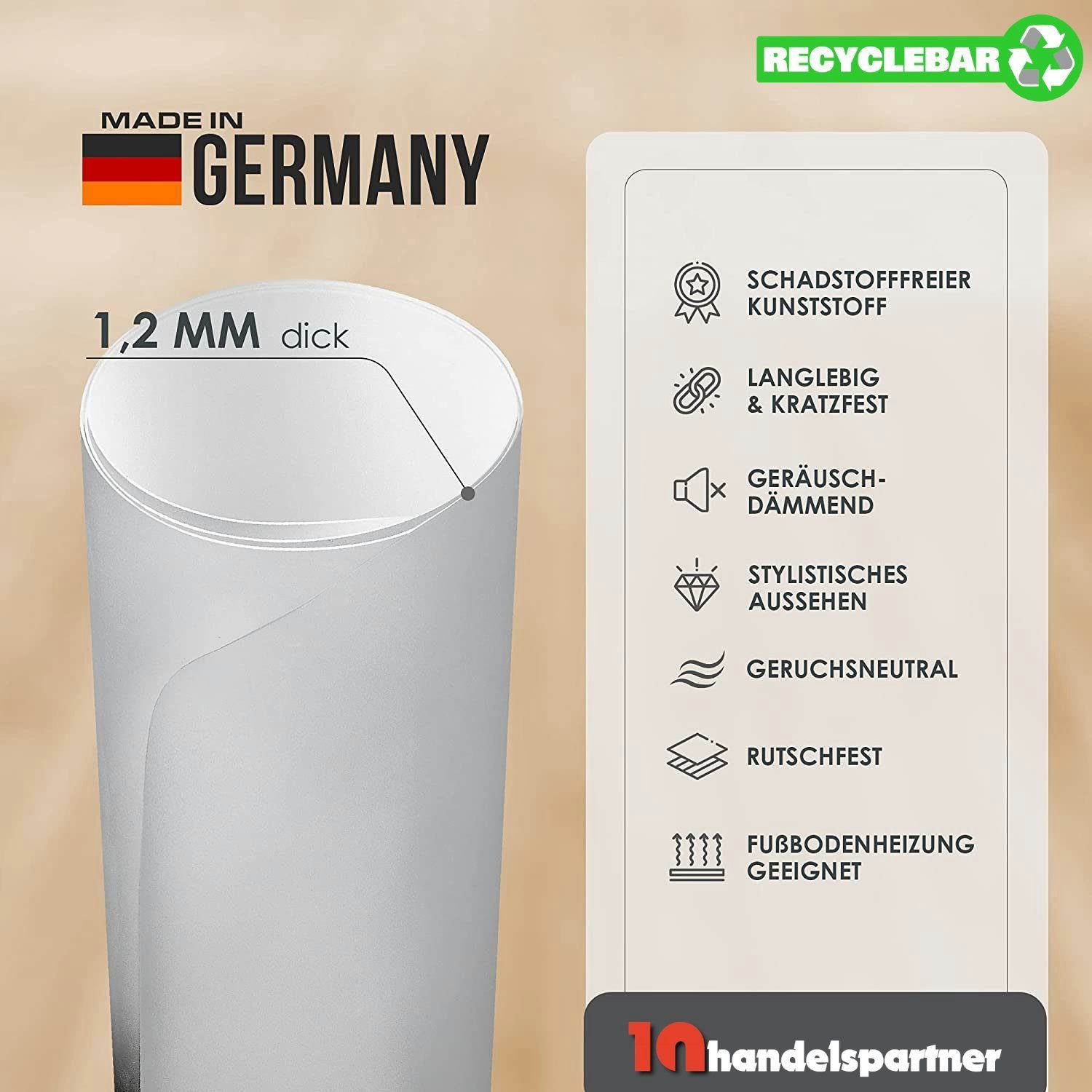 ROXUS Fitnessmatte Fitnessmatte, Bodenschutzmatte 120x60 cm Ideal für Fitnessgeräte, umweltfreundlich & 100% recyclingfähig